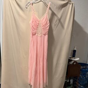 1950’s Vintage Neglige Sheer Pink Lace Trim Nightgown